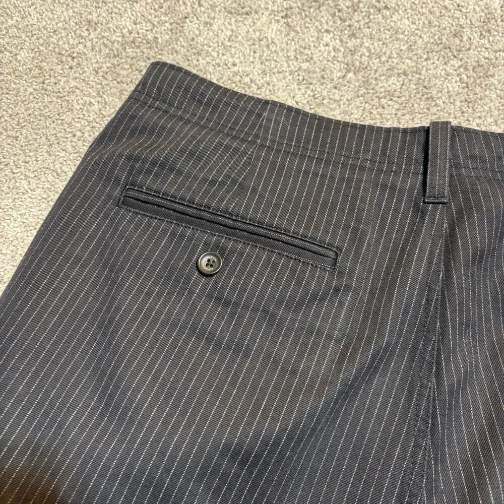 Vtg Banana Republic Mens Black White Pinstripe Wool Blend Dress Pants Size 34x30